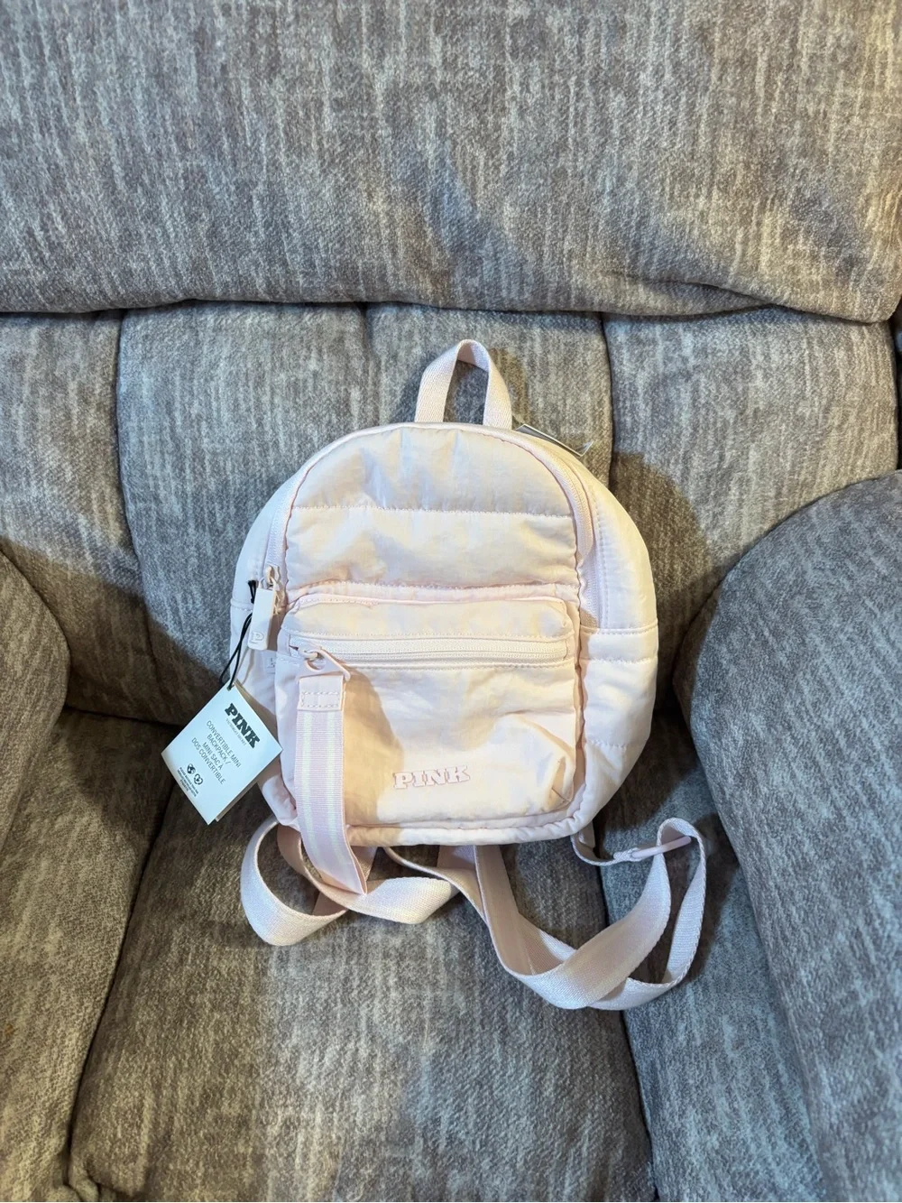 PINK Victoria's Secret Quilted Pale Pink Mini Backpack